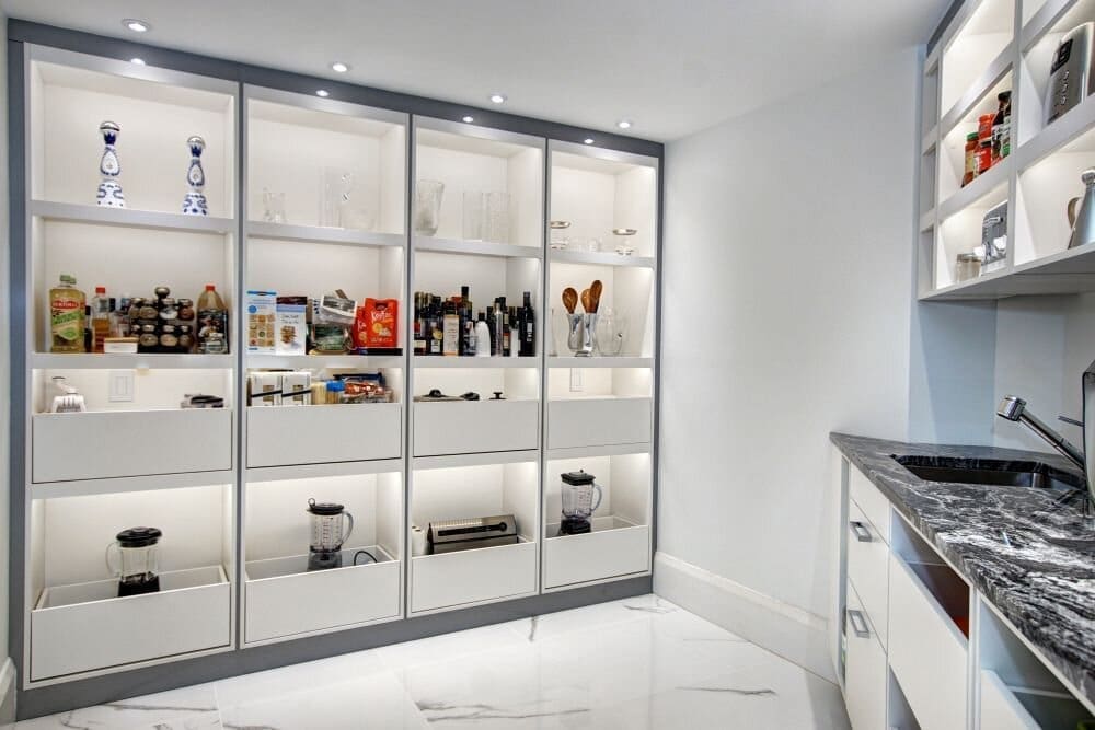 Grand garde-manger walk-in avec lavabo d'appoint