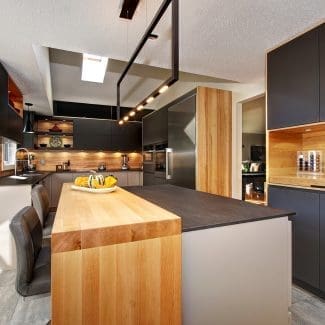 Cuisine tendance avec coin déjeuner